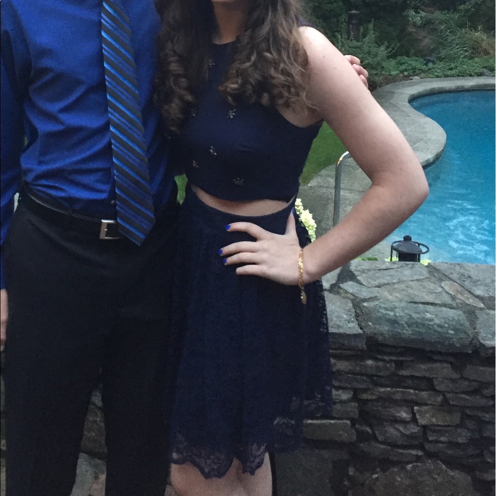 Two Piece Royal Blue Dress
